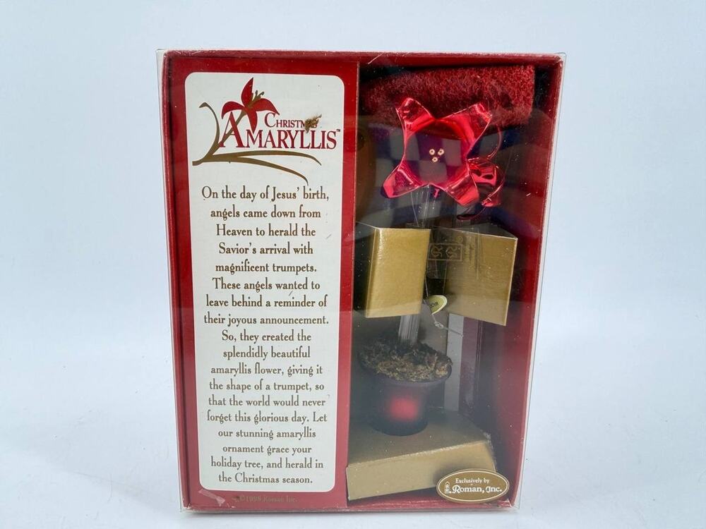 Vintage 1998 Roman Inc Christmas Amaryllis Flower Ornament #85634 New